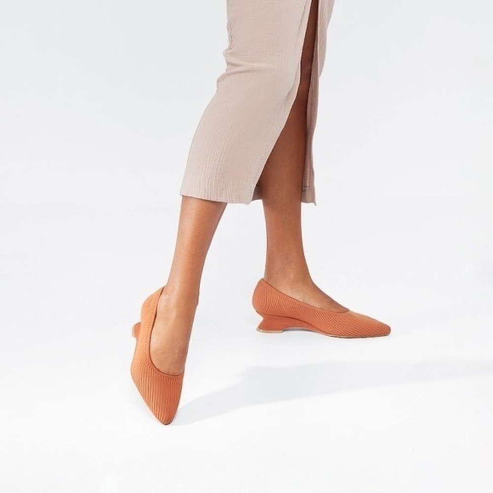 VIVAIA Pointed‎ Toe Striped Wedge Flats Orange Women's EU/35 US/5 Comfort Shoes